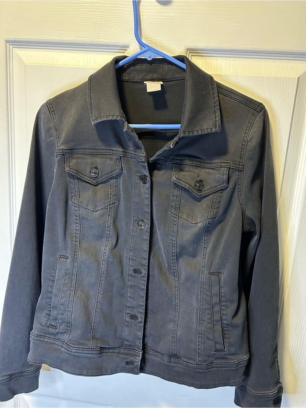 Chico's Women's Black Denim Jacket - Button-Front